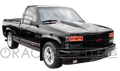 Three quarters view of a Chevrolet Blazer with red LED headlight halos installed.
