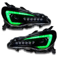 Subaru BRZ headlights with green DRLs