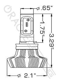 LED bulb diagram with measurements
