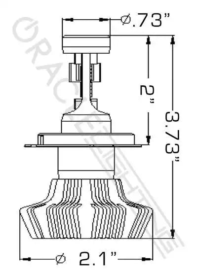 LED bulb diagram with measurements