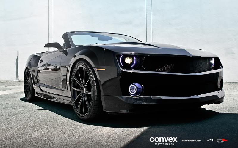 Three quarters view of a Chevrolet Camaro with Concept Side Mirrors installed.