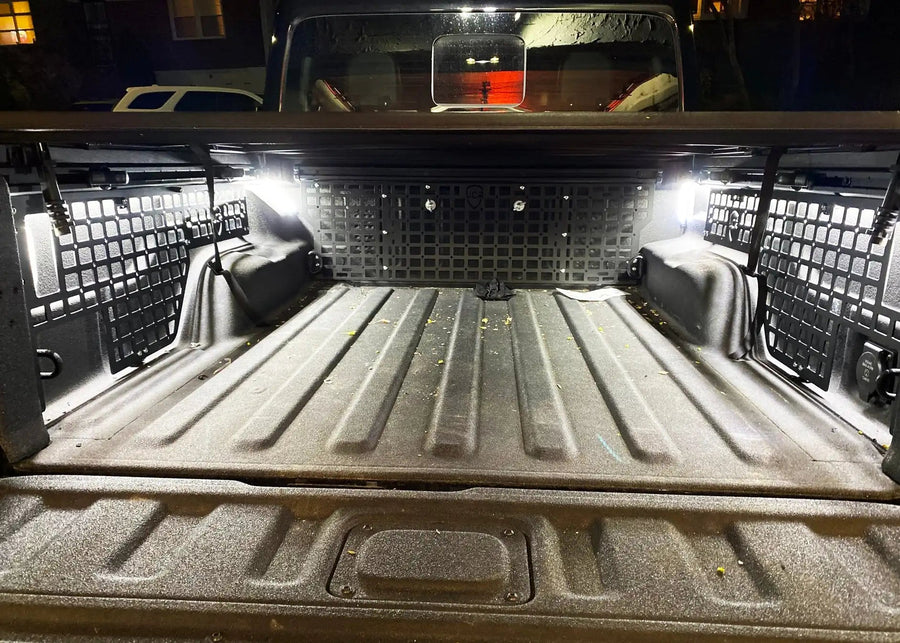 Truck bed with Truck Bed LED Cargo Light 60" Pair w/ Switch installed.