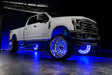 White Ford Superduty with blue LED wheel rings.