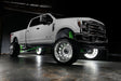 White Ford Superduty with white LED wheel rings.