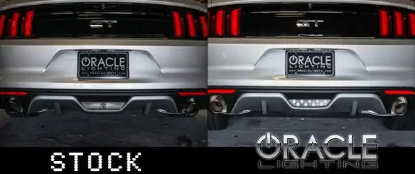 Side by side comparison of stock reverse light versus brighter ORACLE Lighting High Output LED Reverse Light.