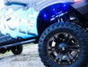Close-up of wheel well with blue LED rock lights