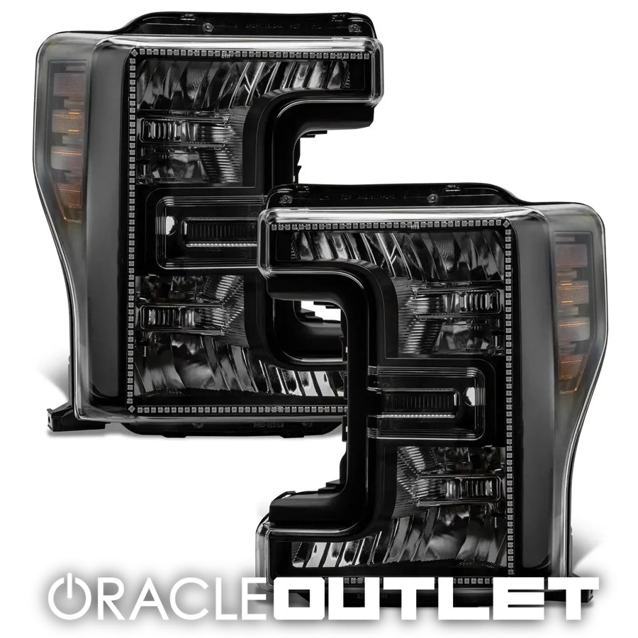 2017-2019 Ford SuperDuty F250/F350 Pre-Assembled Headlights - Dynamic ColorSHIFT - Black Edition | ORACLE Outlet | GRADE A