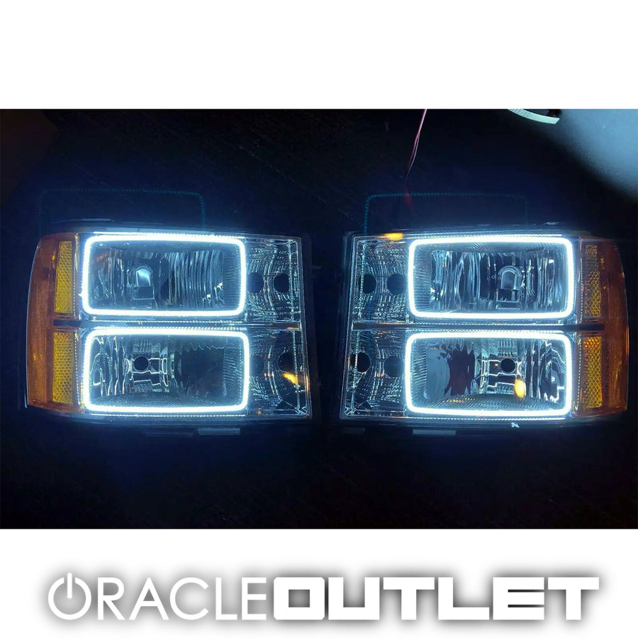 2007-2013 GMC Sierra Headlight Set - White LED Halos, ORACLE Outlet Grade B