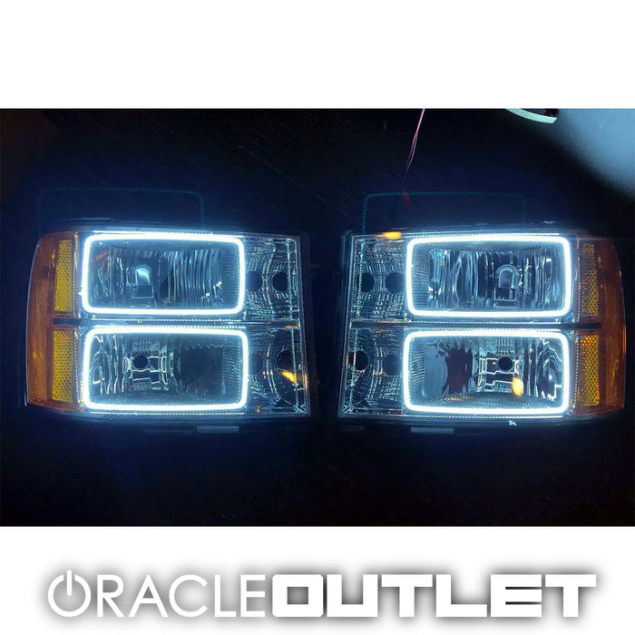 ORACLE 2007-2013 GMC Sierra Headlight Set - White LED Halos | ORACLE Outlet | GRADE B