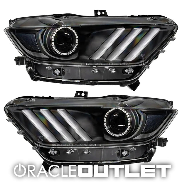 2015-2017 Ford Mustang Pre-Assembled Headlights-Dynamic ColorSHIFT RGB+A-Black Edition, ORACLE Outlet Grade A