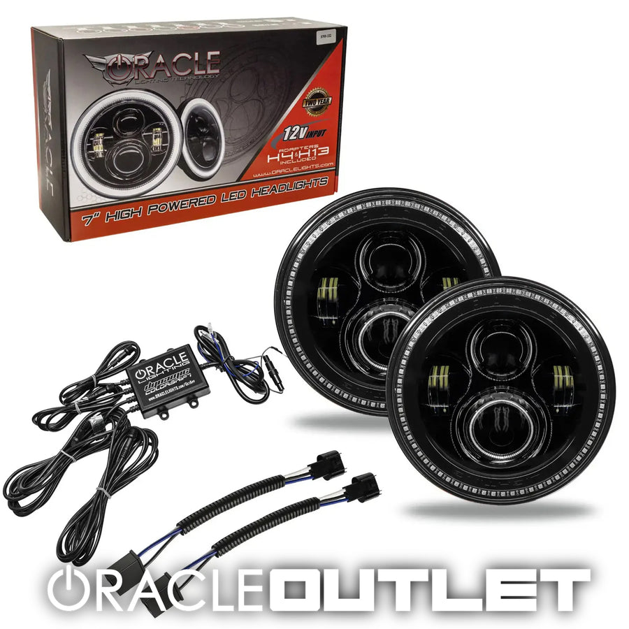 7" High Powered LED Headlights - Black Bezel - Dynamic RGB | ORACLE Outlet | GRADE B