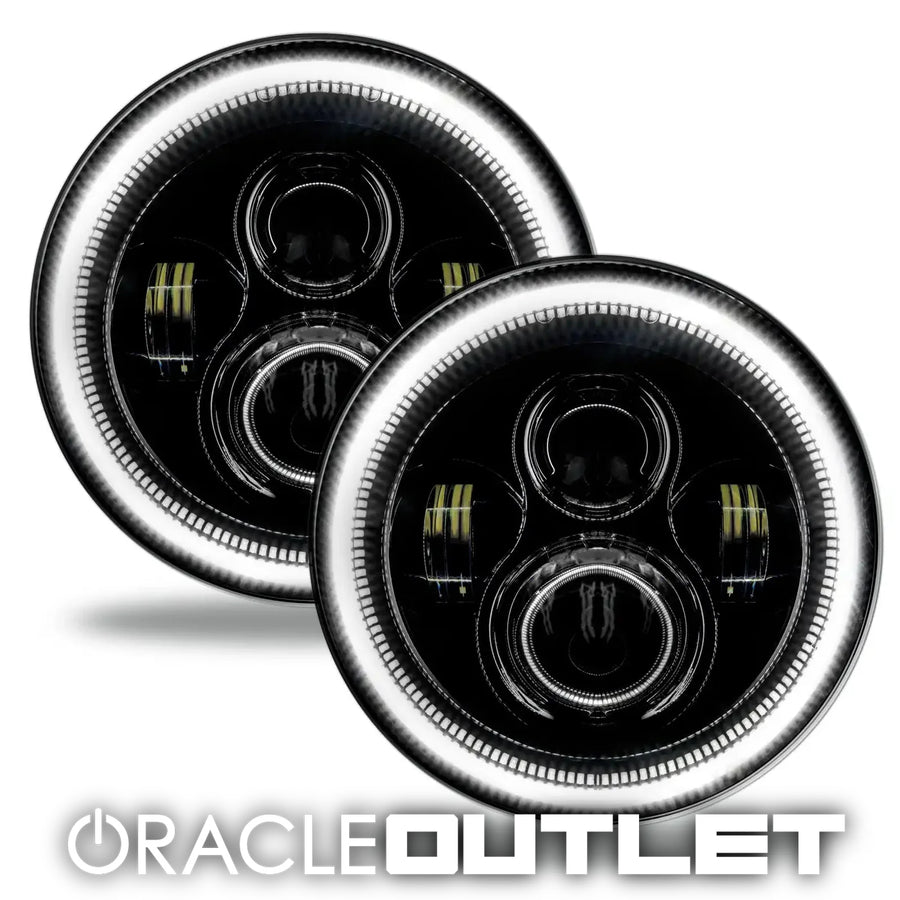 7" High Powered LED Headlights - Black Bezel - White | ORACLE Outlet | GRADE B