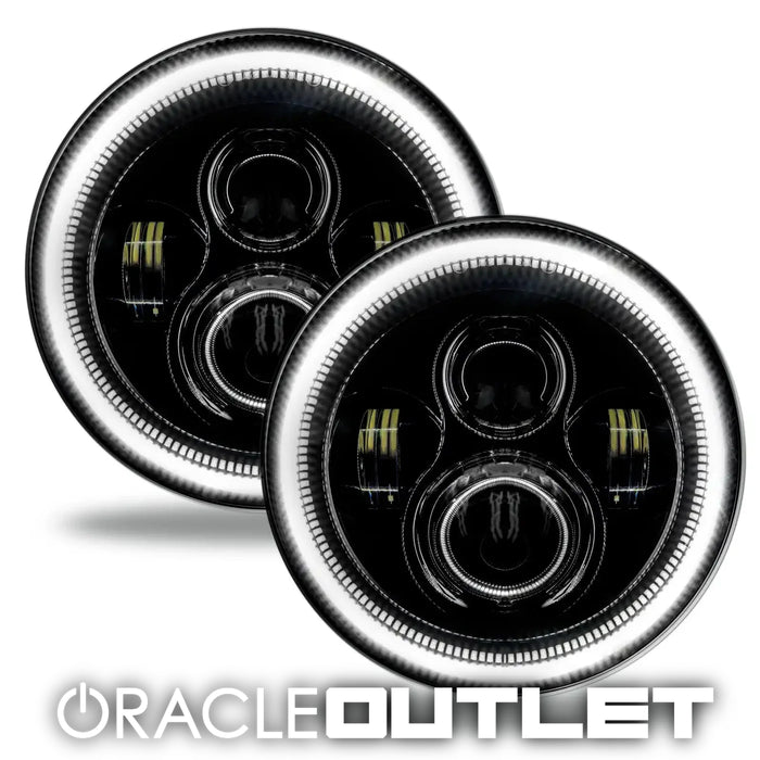 7" High Powered LED Headlights - Black Bezel - White | ORACLE Outlet | GRADE B