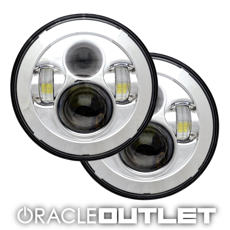 Off-Road 7" High Powered LED Headlights - Chrome Bezel | ORACLE Outlet | GRADE B