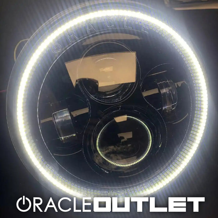 USED ORACLE 7" HIGH POWERED BLACK LED HEADLIGHTS WITH WHITE LED HALOS 5769-001 | ORACLE Outlet | GRADE B