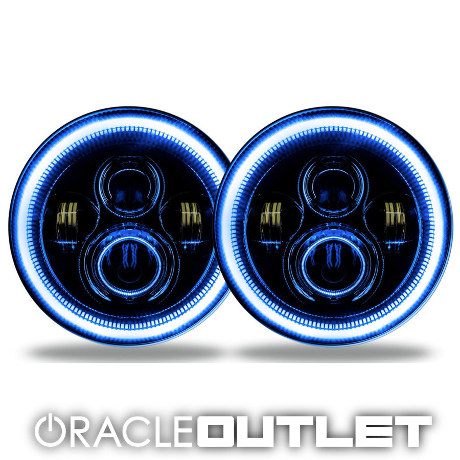 7" High Powered LED Headlights - Black Bezel - Blue | ORACLE Outlet | GRADE B