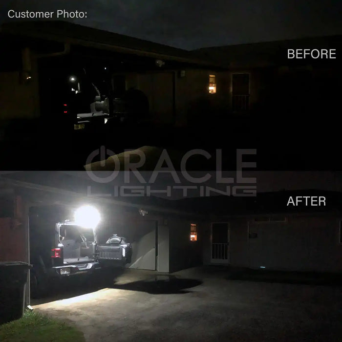 Side by side comparison of before and after installing the Cargo LED Light Module.