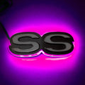 Illuminated SS Emblem with pink LEDs.