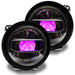 Jeep Wrangler JL headlights with pink "Demon Eye" Projectors.