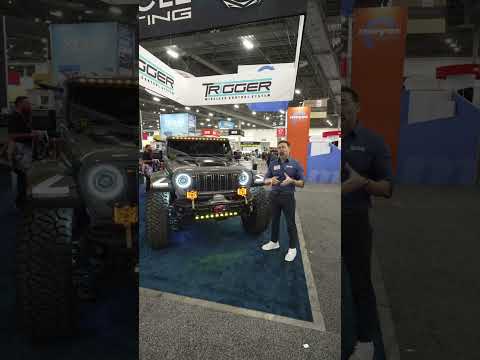 2024+ Jeep Wrangler JL/ Gladiator JT Pre-Runner Style LED Grill Light Kit - PRE-ORDER showcased at an automotive exhibition.