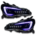 Subaru BRZ headlights with purple DRLs