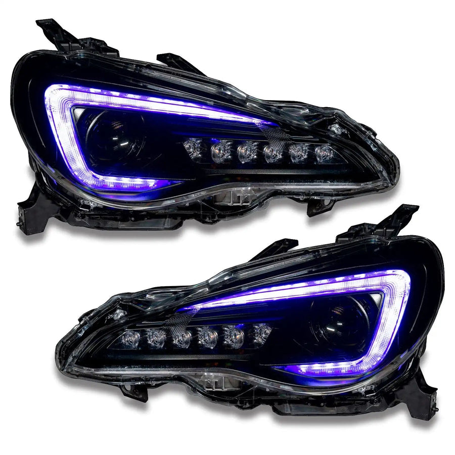 Subaru BRZ headlights with purple DRLs