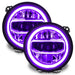 Jeep Gladiator JT headlights with purple DRLs.
