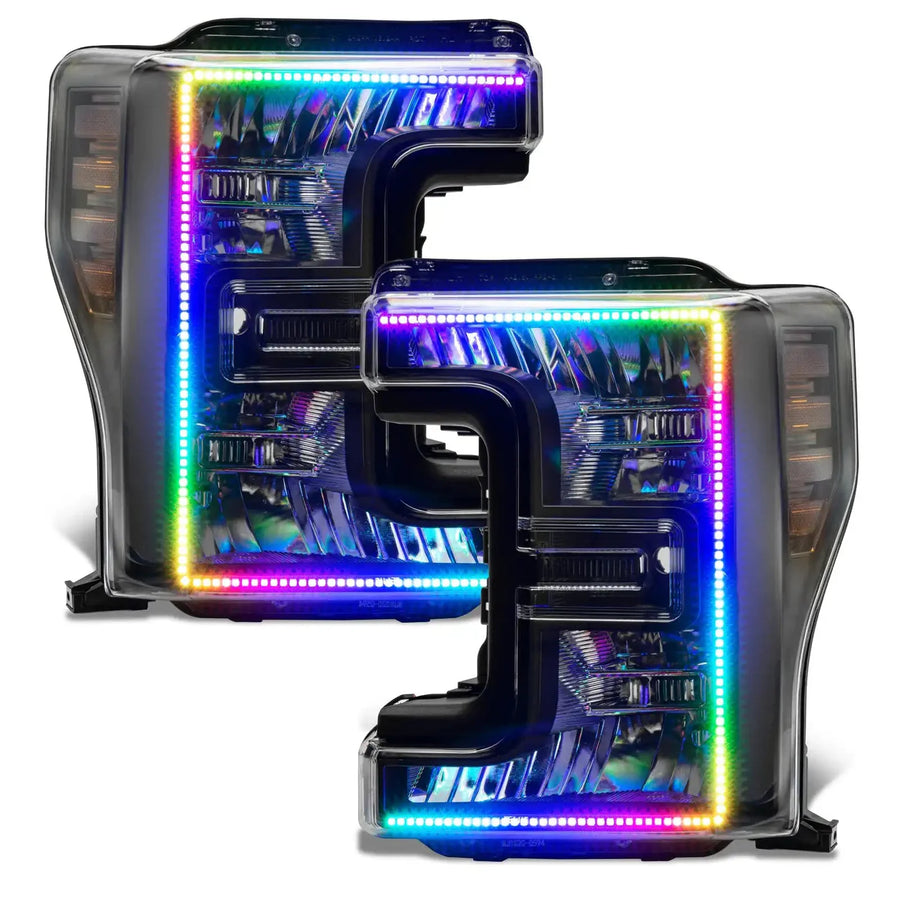 2017-2019 Ford SuperDuty F250/F350 Pre-Assembled Headlights - Dynamic ColorSHIFT - Black Edition | ORACLE Outlet | GRADE A