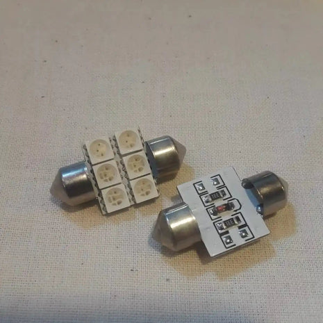 33mm 6 LED 3-Chip Festoon Bulbs (Pair) - RED 5203-003