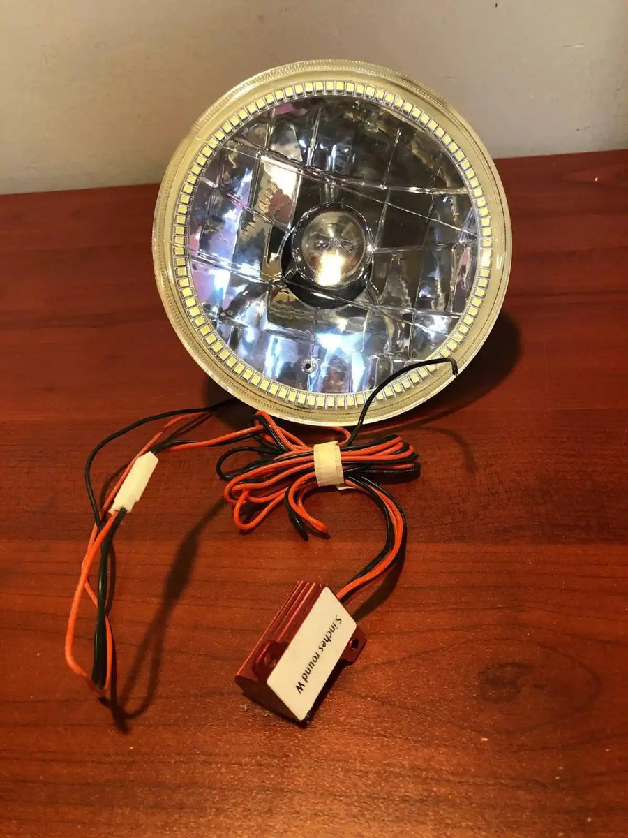 5.75” Sealed Beam Glass Headlight Pre-Installed White Halo PAR46 (single)