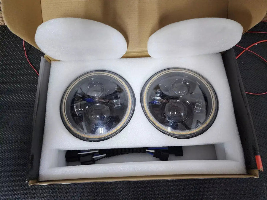 USED 2007-2018 JEEP WRANGLER JK SWITCHBACK LED HALO HEADLIGHTS- 5769-123