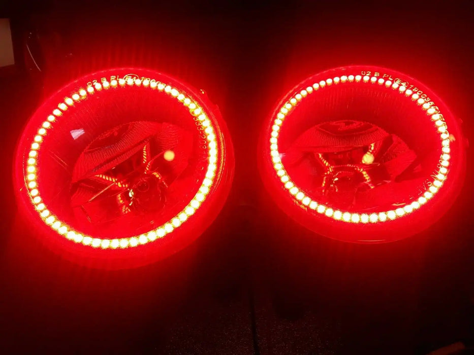 2010-2017 Jeep Wrangler JK Red LED Halo Pre-Assembled Fog Lights