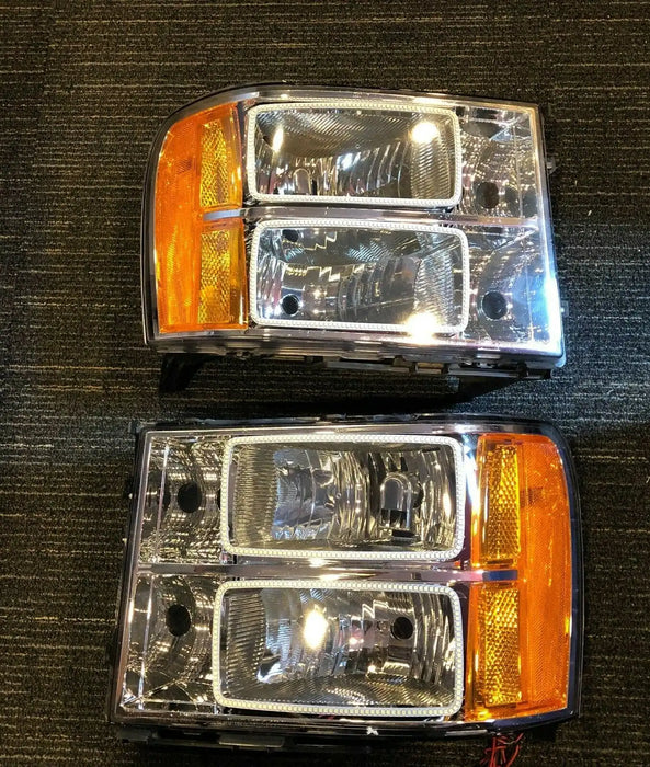 ORACLE 2007-2013 GMC Sierra Headlight Set - White LED Halos | ORACLE Outlet | GRADE B