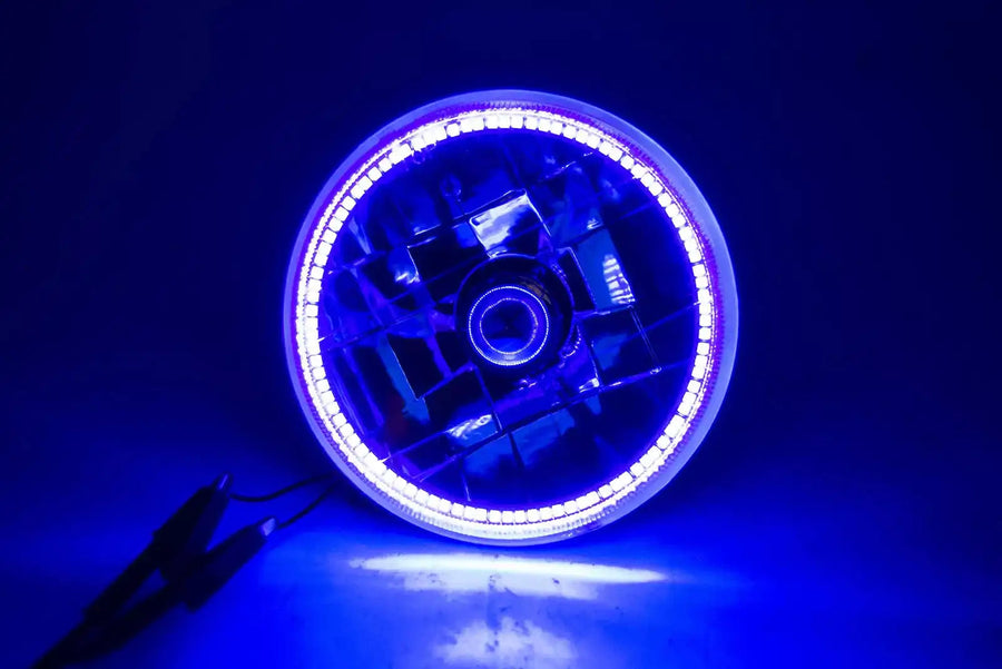 Universal 5.75" Sealed Beam Headlight LED Halo Purple U/V H5006/PAR46