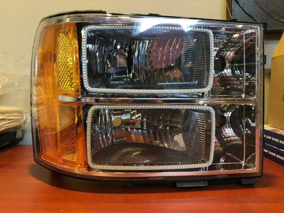 ORACLE 2007-2013 GMC Sierra Headlight Set - White LED Halos | ORACLE Outlet | GRADE B