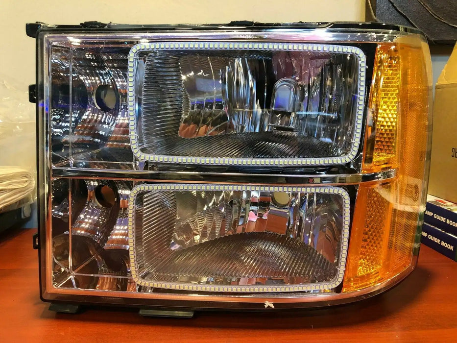 ORACLE 2007-2013 GMC Sierra Headlight Set - White LED Halos | ORACLE Outlet | GRADE B