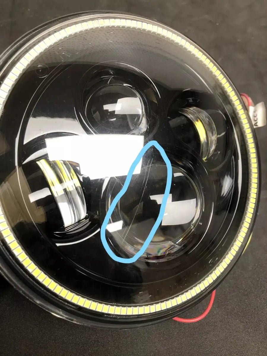 USED 7" HIGH POWERED BLACK LED HEADLIGHTS WITH WHITE LED HALOS 5769-001 | ORACLE Outlet | GRADE B
