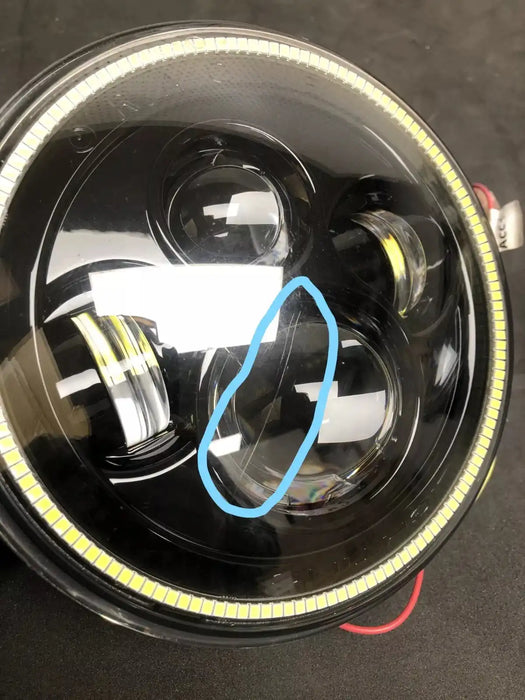USED ORACLE 7" HIGH POWERED BLACK LED HEADLIGHTS WITH WHITE LED HALOS 5769-001 | ORACLE Outlet | GRADE B