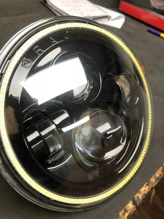 USED ORACLE 7" HIGH POWERED BLACK LED HEADLIGHTS WITH WHITE LED HALOS 5769-001 | ORACLE Outlet | GRADE B