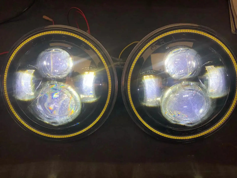 USED ORACLE 7" HIGH POWERED BLACK LED HEADLIGHTS WITH WHITE LED HALOS 5769-001 | ORACLE Outlet | GRADE B