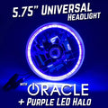 Universal 5.75" Sealed Beam Headlight LED Halo Purple U/V H5006/PAR46