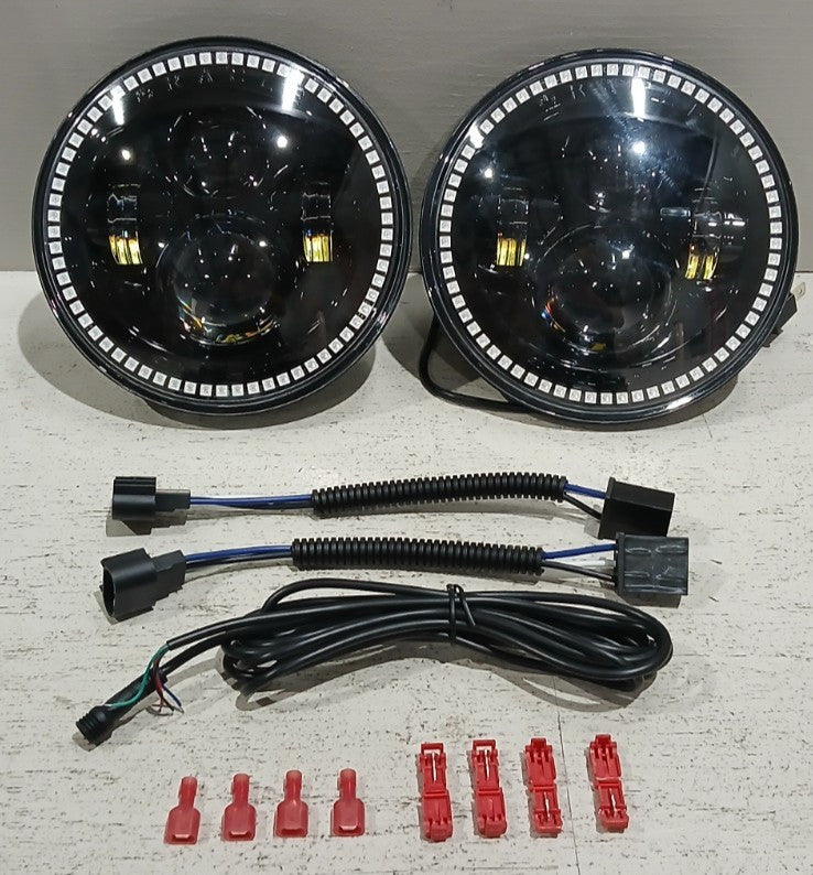 7" High Powered LED Headlights - Black Bezel - ColorSHIFT NA | ORACLE Outlet | GRADE B