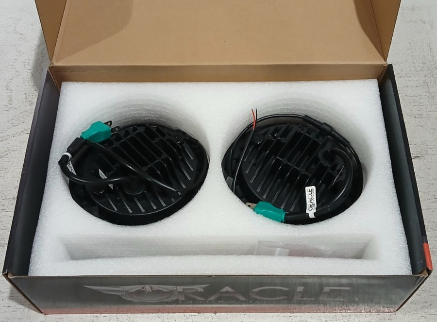 7" High Powered LED Headlights - Black Bezel - Red | ORACLE Outlet | GRADE B