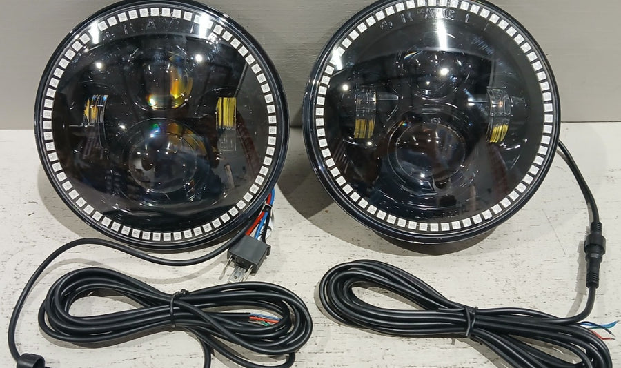 7" High Powered LED Headlights - Black Bezel - ColorSHIFT NA | ORACLE Outlet | GRADE C