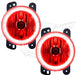 2010-2017 Jeep Wrangler JK Red LED Halo Pre-Assembled Fog Lights with red halos.