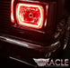 Close-up of Sealed Beam 7x6 H6054 Headlight with Pre-Installed SMD Halo installed on a car, with red halos.