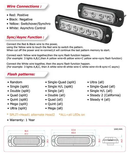 6 LED Slim Strobe Light- Flush Lighthead instruction guide