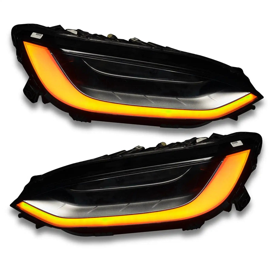Tesla Model X headlights with amber DRL