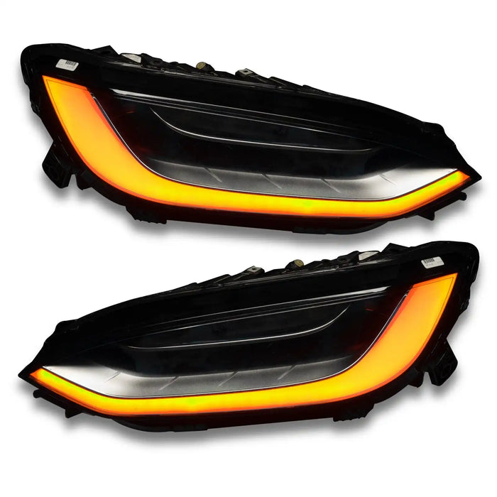 Tesla Model X headlights with amber DRL