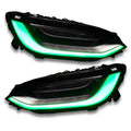 Tesla model X headlights with green DRL